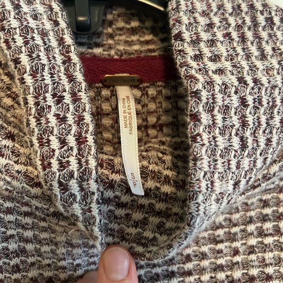 Free People Waffle Knit Boxy Maroon Crop Top - Picture 2 of 5